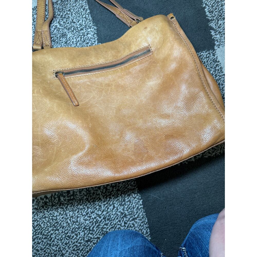 American Leather Co lenox tan‎ triple entry shoulder satchel bag quiet luxury - Picture 6 of 8